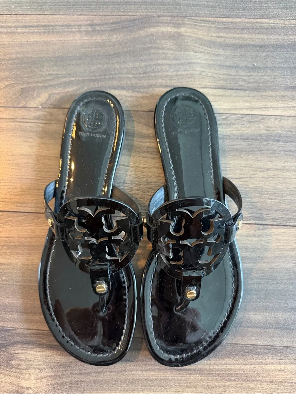 Tory Burch Miller Sandals - Black Patent Leather